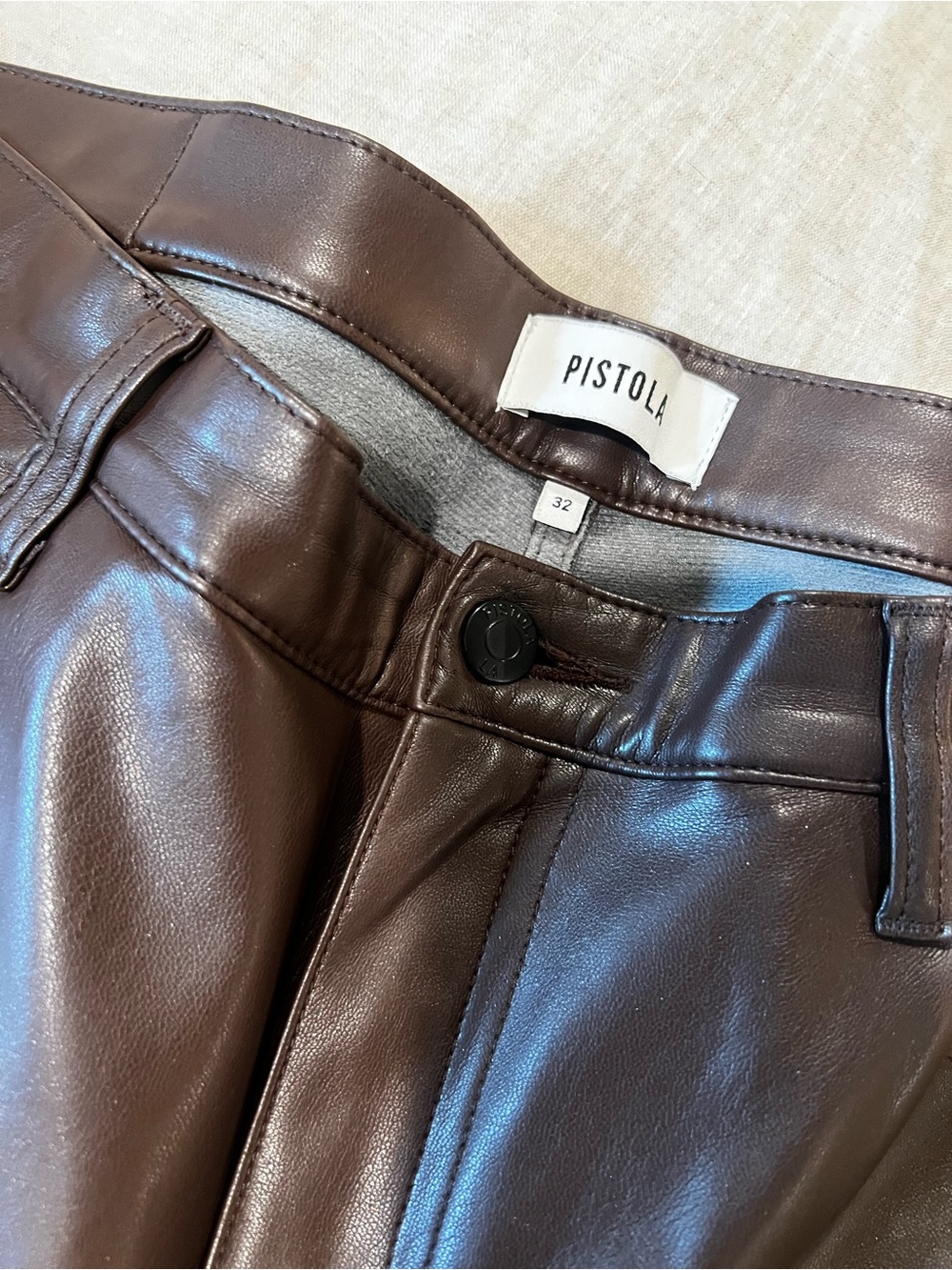 Women’s pistols Brown Faux Leather Jeans